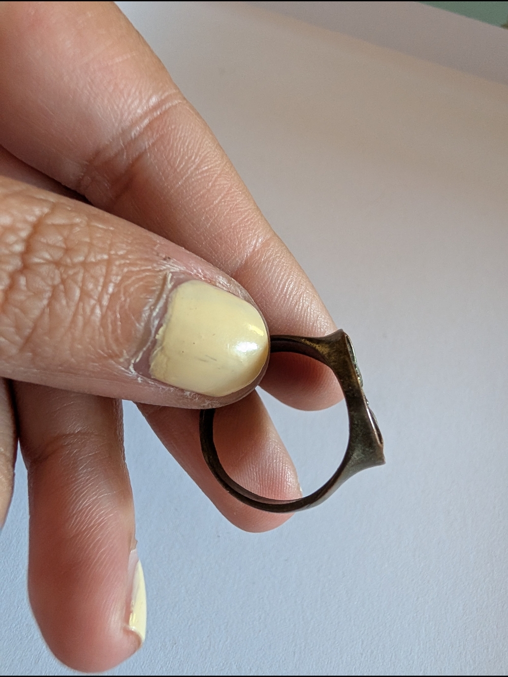 Vintage Butterfly Signet Ring - Brass Tone - Unbranded - Picture 2 of 2